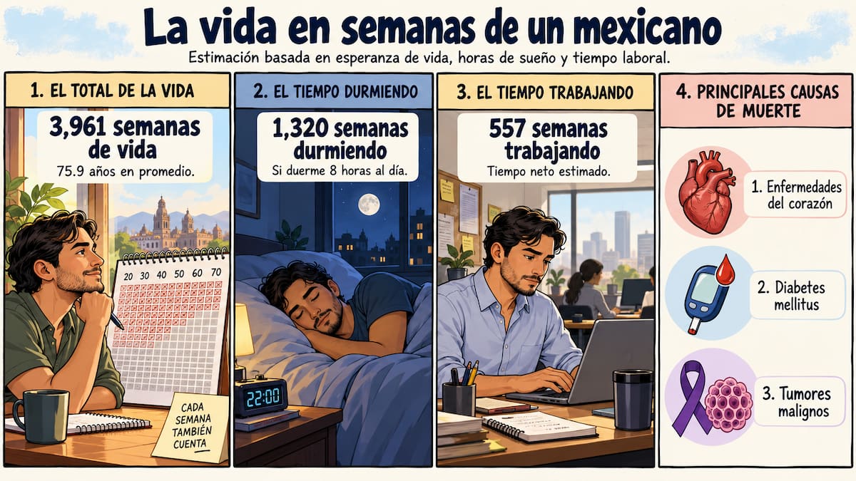 Una persona que duerme ocho horas diarias acumularía alrededor de 25 años de sueño a lo largo de una vida de 75.9 años.
