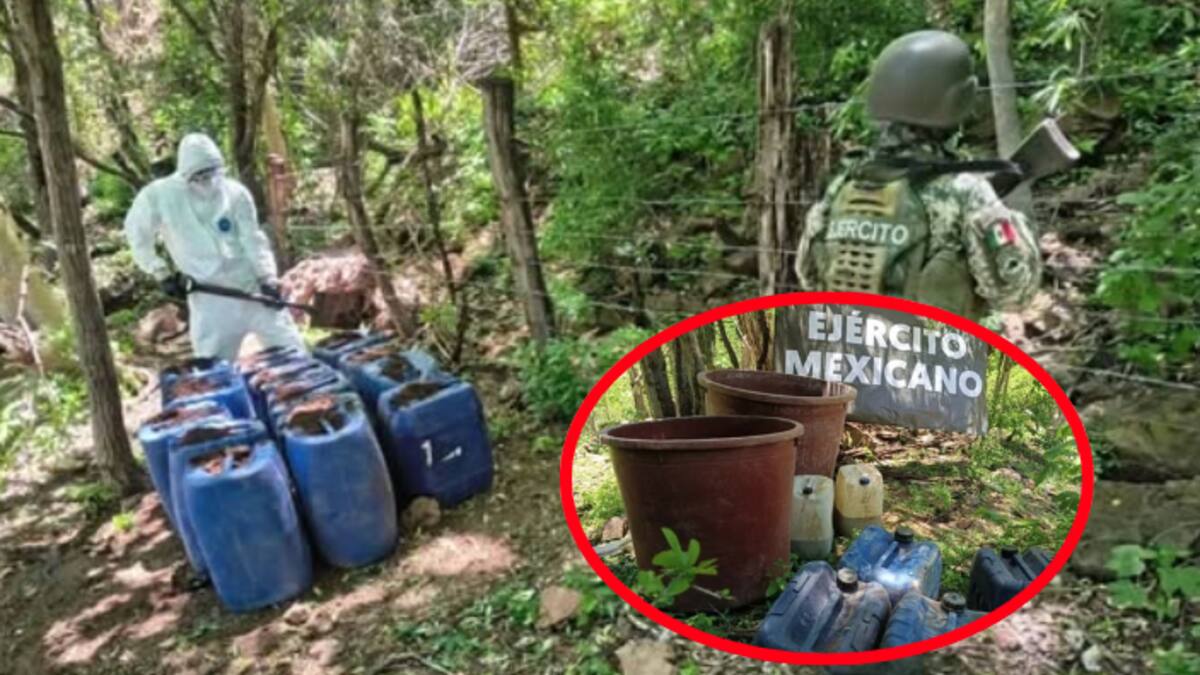 Aseguran y destruyen centros químicos clandestinos en zona rural de Culiacán; hallan 650 litros de acetona y ácido clorhídrico