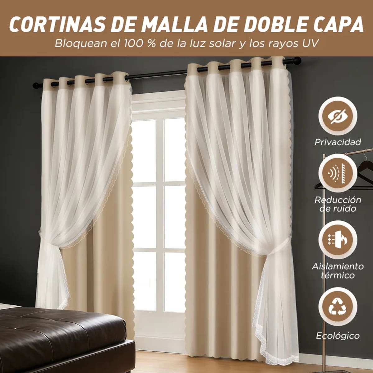 Cortinas blackout de doble capa con tul |Mercado Libre