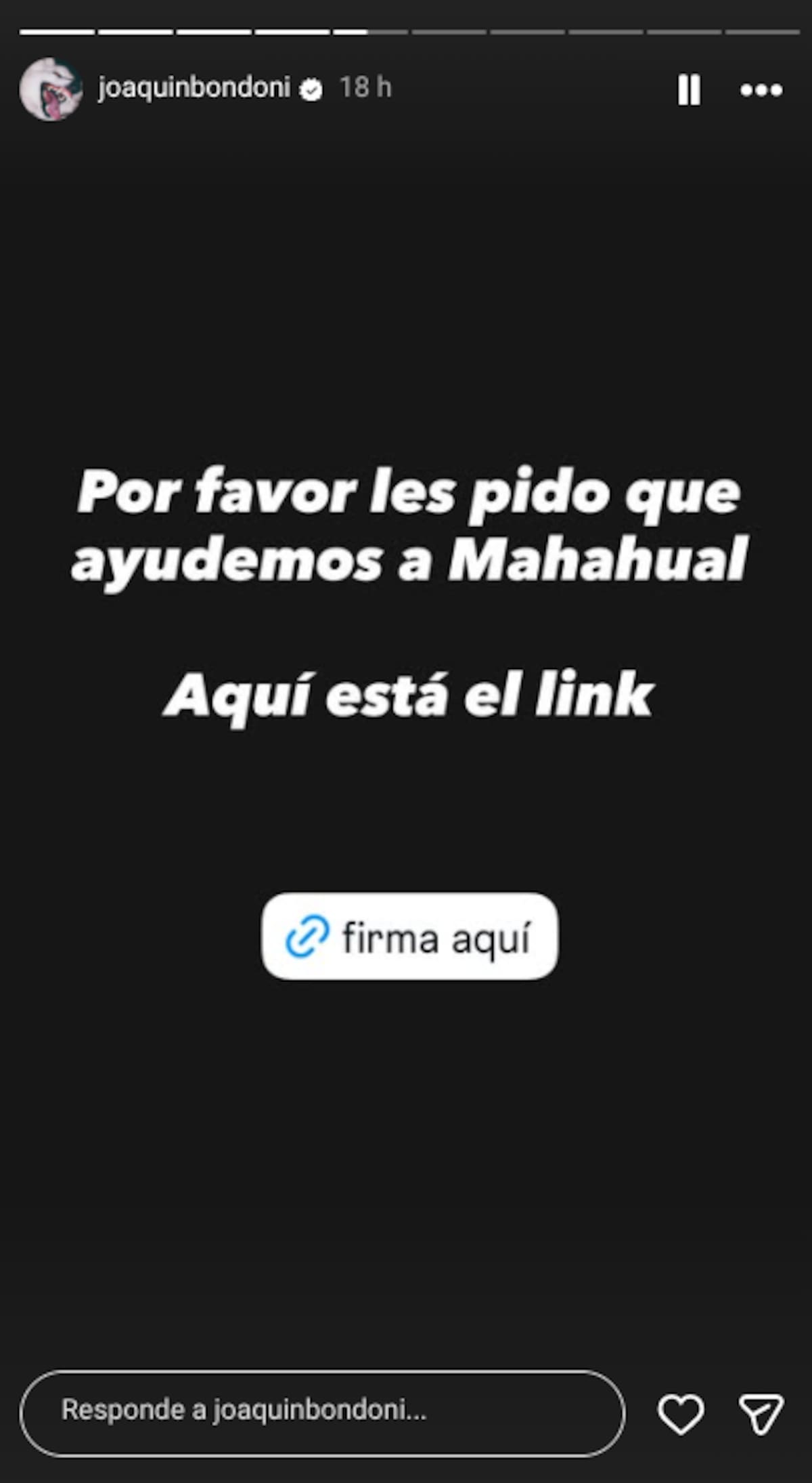 Joaquín Bondoni en Instagram. | Foto: Captura de pantalla.