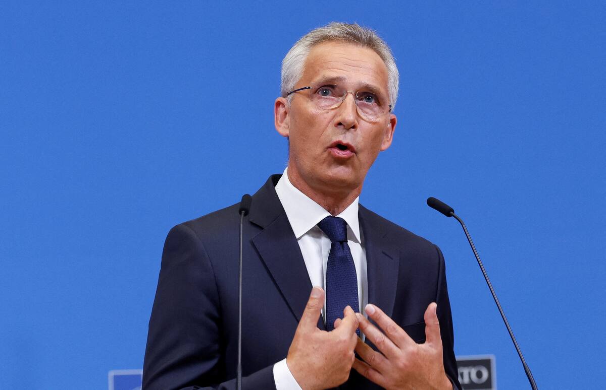 FILE PHOTO: NATO Secretary-General Jens Stoltenberg speaks during a joint news conference with U.S. Secretary of State Antony Blinken (not pictured) in Brussels, Belgium September 9, 2022. REUTERS/Jonathan Ernst/Pool/File Photo