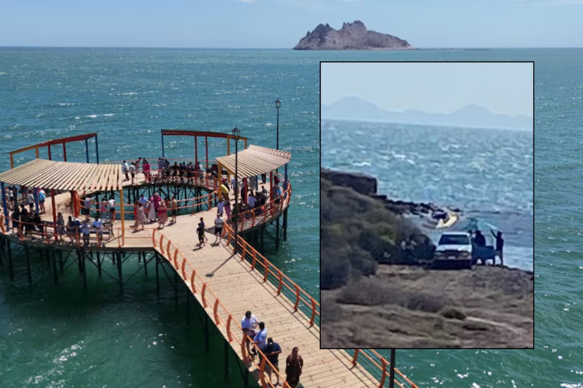 Rescatan a dos hombres atrapados por la marea alta en una isleta de Bahía de Kino
