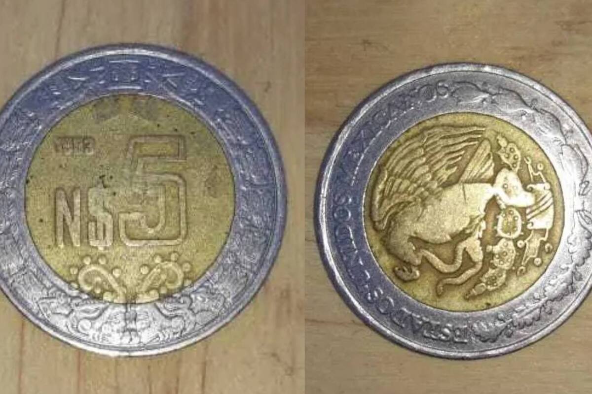 Esta moneda de cinco pesos se ofrece por 50 mil debido a un curioso error de fabricación