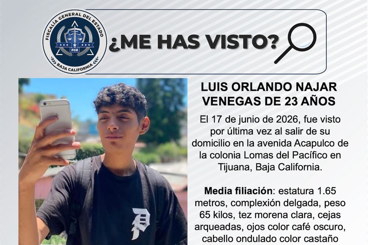 Se busca Luis Orlando Najar Venegas de 23 años