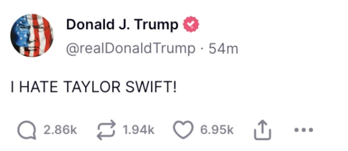 Tweet de Donald Trump: "ODIO A TAYLOR SWIFT"
