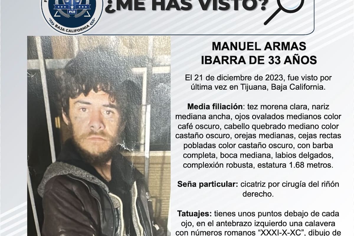 Se busca a Manuel Armas Ibarra de 33 años de edad