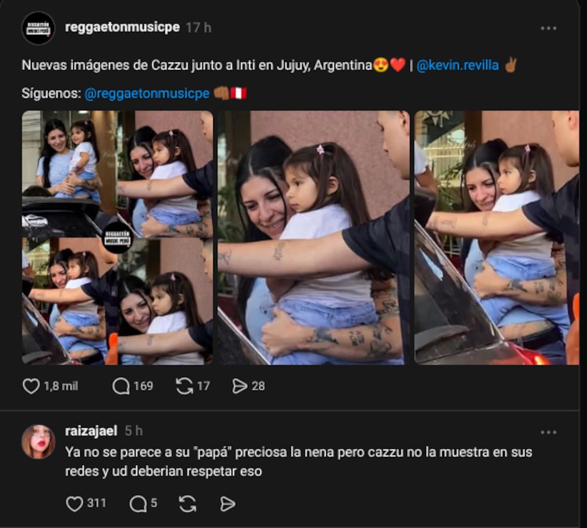 Cazzu reaparece junto a Inti luego de la polémica de "Rosita" | Threads @reggaetonmusicpe