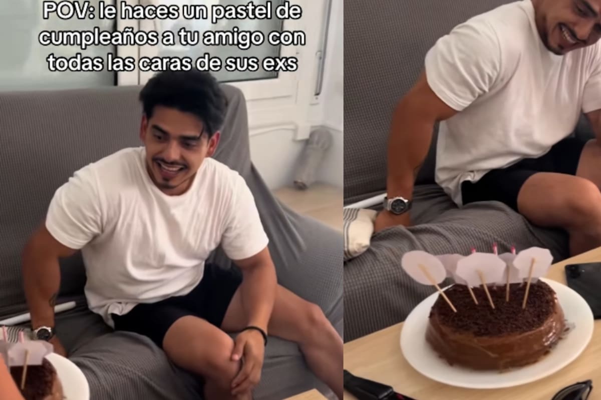 “Ni él se acordaba que tenía tantas”: joven sorprende a su amigo con un pastel decorado con todas sus exnovias