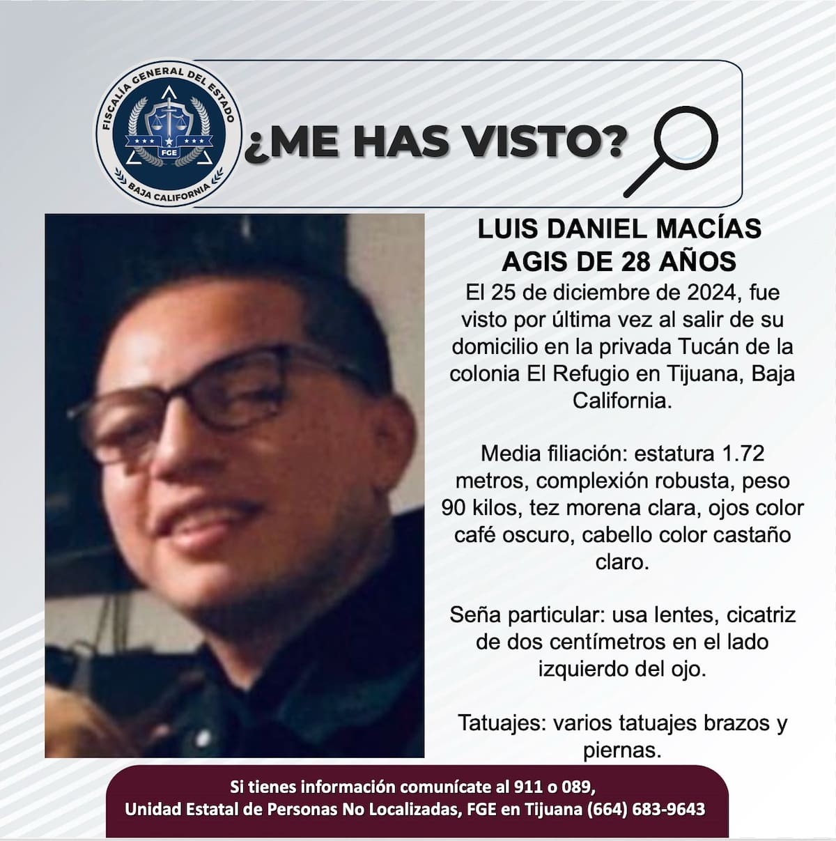 Fue visto por última vez el 25 de diciembre de 2024.