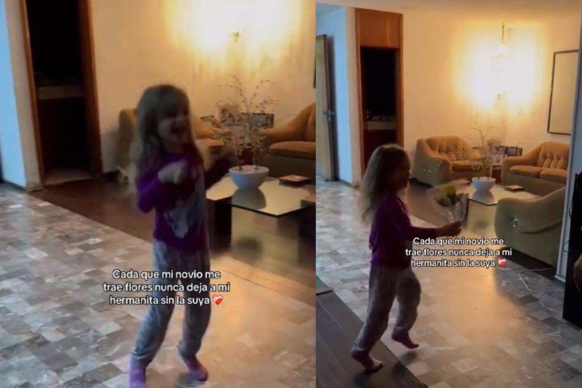 “Me muero”: Hombre conquista corazones al regalarle flores tanto a su novia como a su hermanita menor