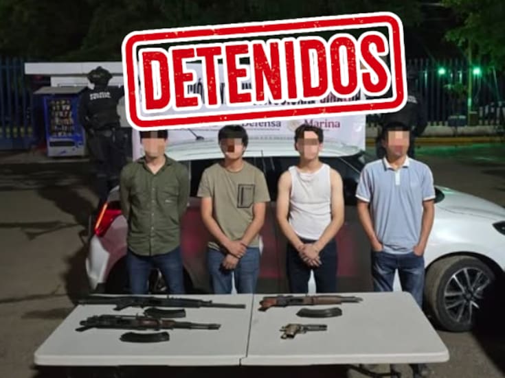 Detienen a cuatro hombres armados en Culiacán: dos eran menores y viajaban en vehículos robados con ponchallantas