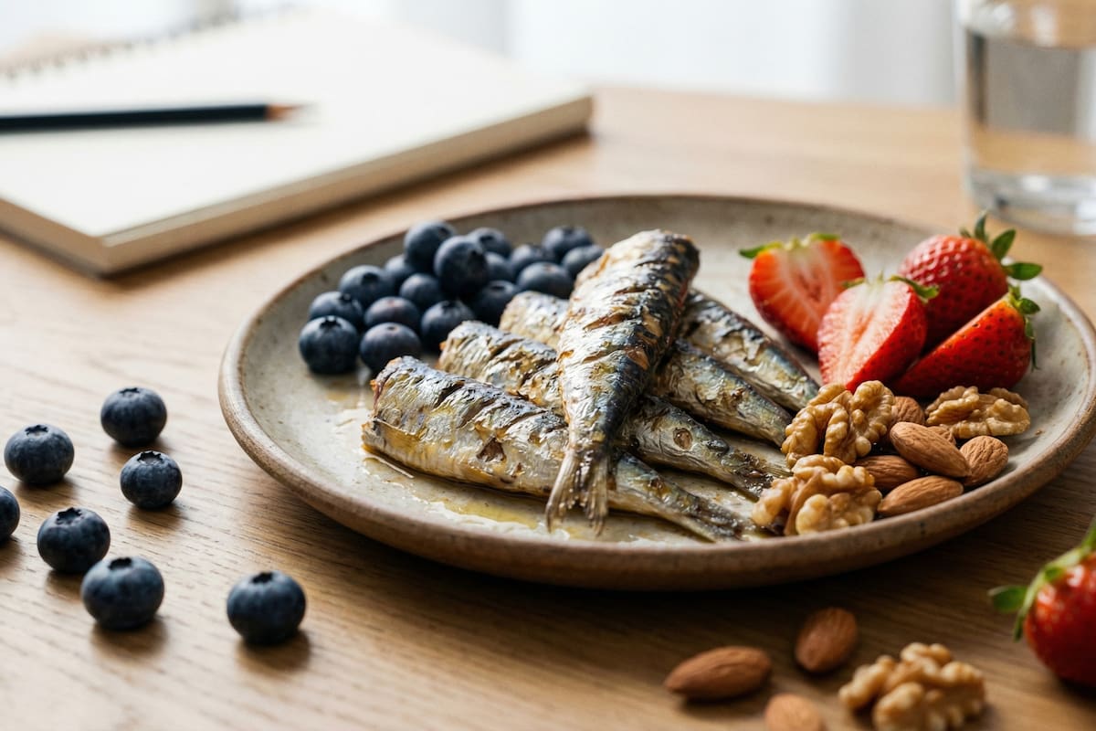 Experto en longevidad revela que las sardinas, arándanos, fresas y frutos secos pueden mejorar significativamente los síntomas del TDAH al regular la formación de neuronas y estabilizar los niveles de glucosa según explica detalladamente el reconocido experto en longevidad y salud