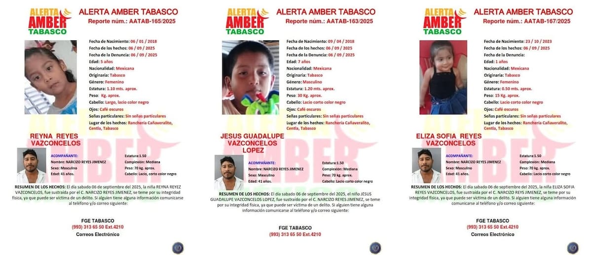 Alertas Amber de seis menores presuntamente sustraídos por un presunto multihomicida / Especial