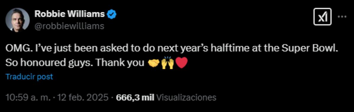 Próximo en hacer el halftime del Super Bowl.