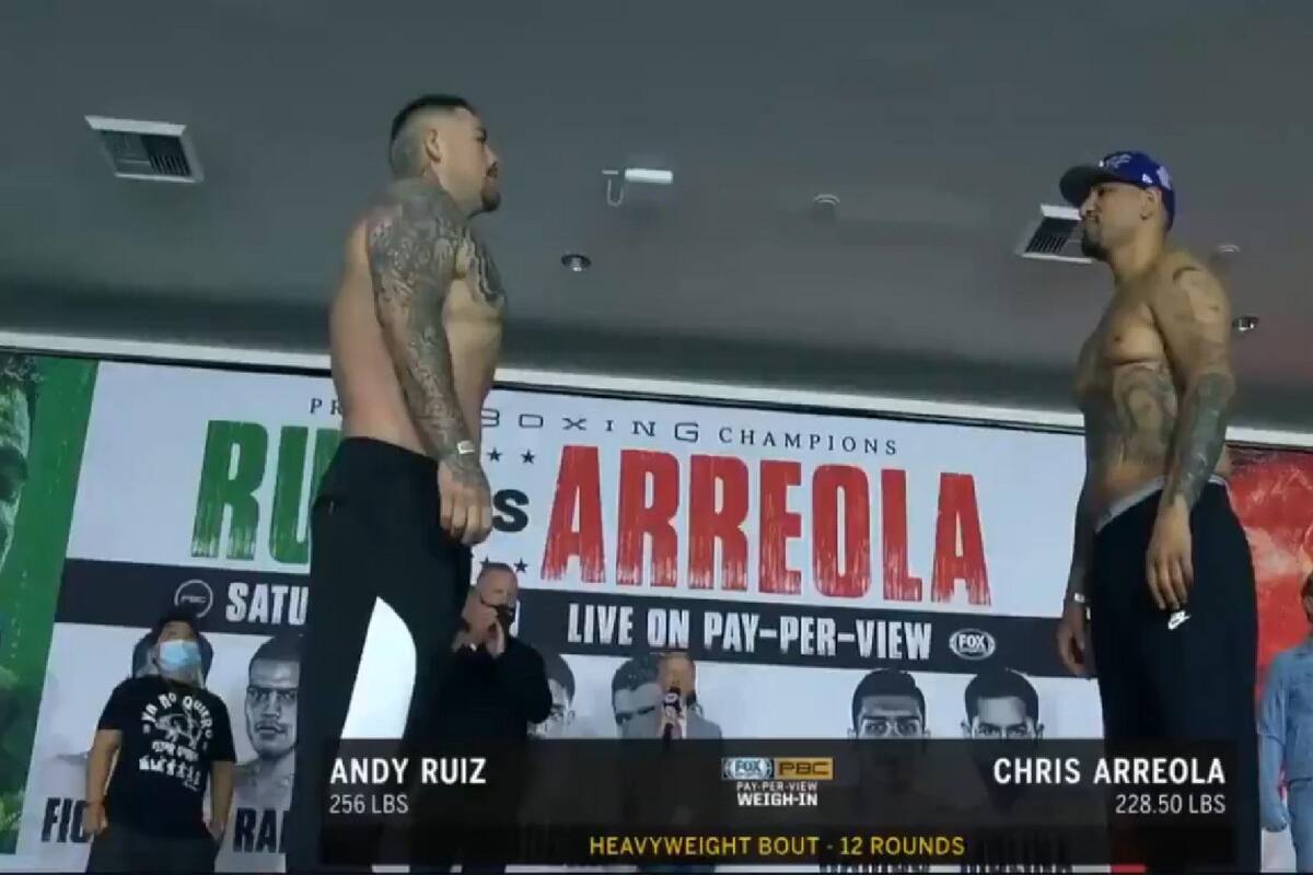 Andy Ruiz y Chris Arreola suben a la báscula y están listos para pelear