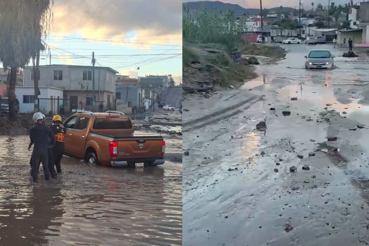 Rescatan a dos familias atrapadas en arroyos de Ensenada