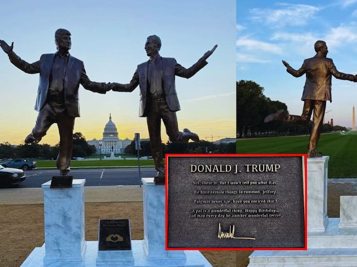 Estatua de Trump y Epstein es retirada por “violación de permiso”, acusan esta acción de censura y se reabre debate sobre arte político y libertad de expresión