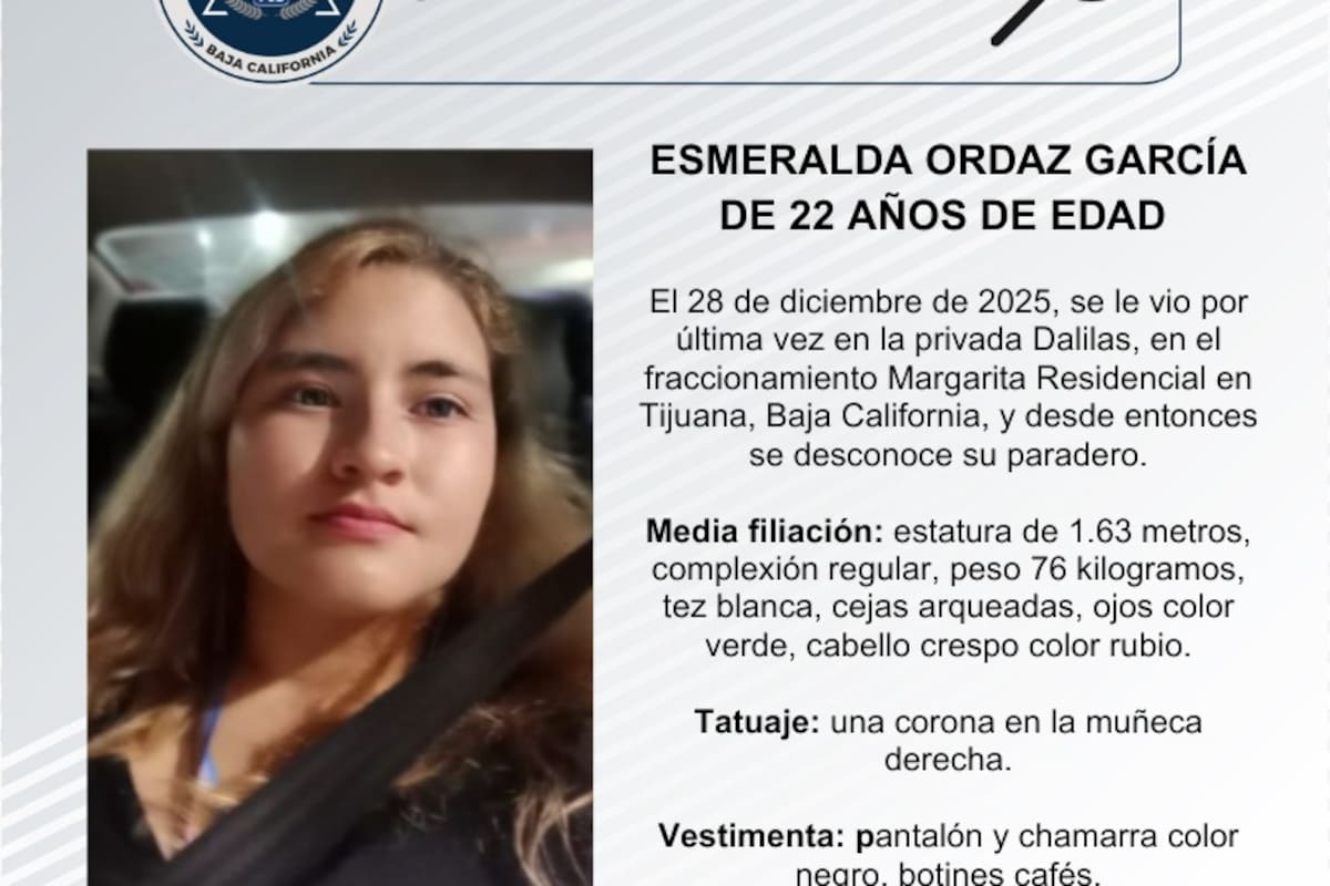 Se busca a Esmeralda Ordaz García de 22 años