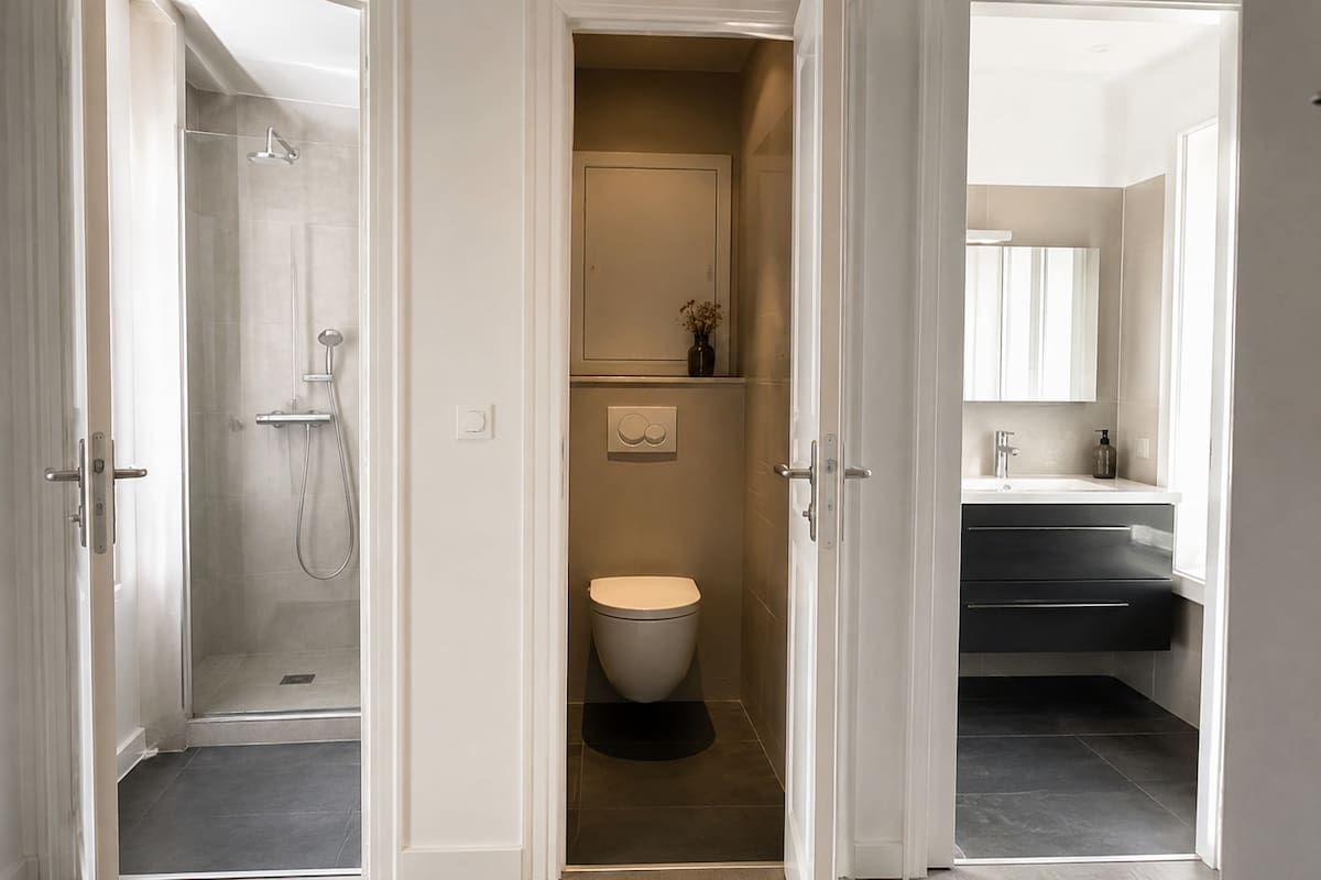 En Francia, el WC va por separado (toilette séparé): un cuarto exclusivo para el inodoro que garantiza privacidad y permite usarlo mientras otra persona se ducha. | Imagen hecha con IA de ChatGPT