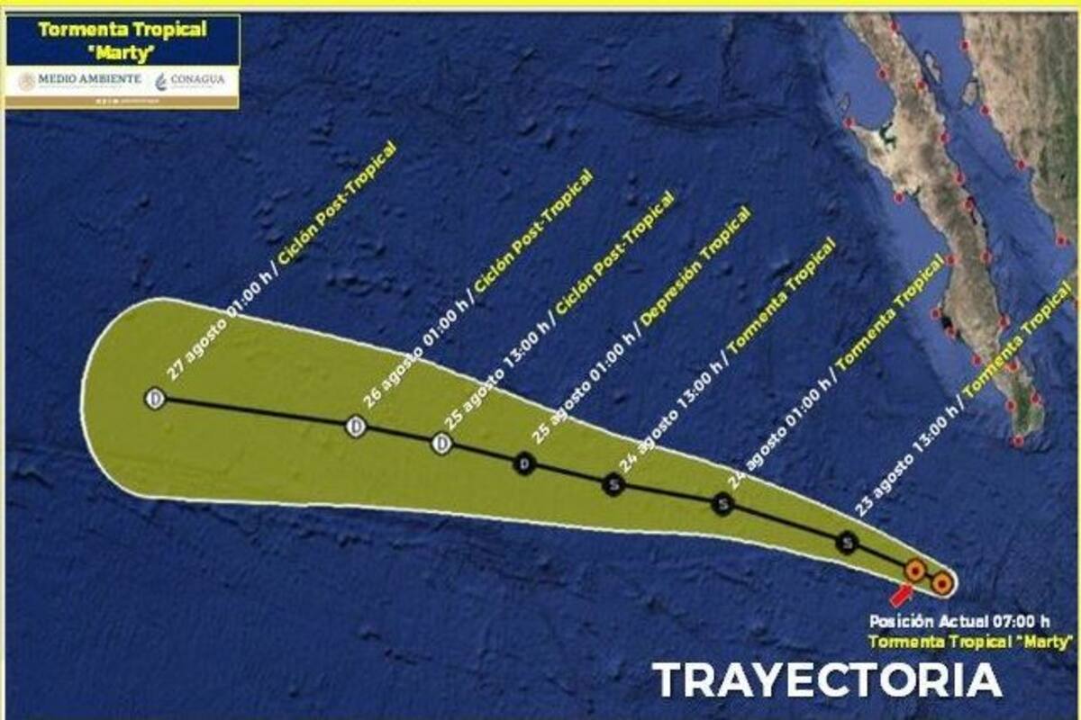 Remanentes de ‘Grace’ crean la tormenta tropical ‘Marty’ en el Océano Pacífico