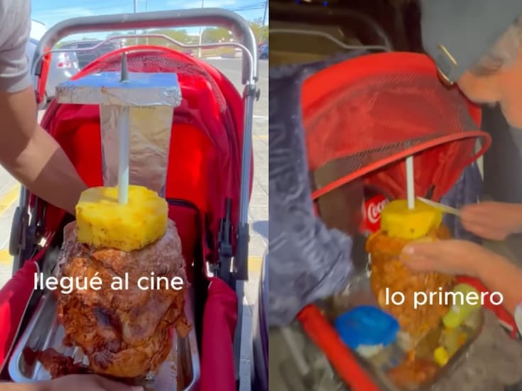 Hombre entra con un trompo de carne al pastor al cine y se vuelve viral