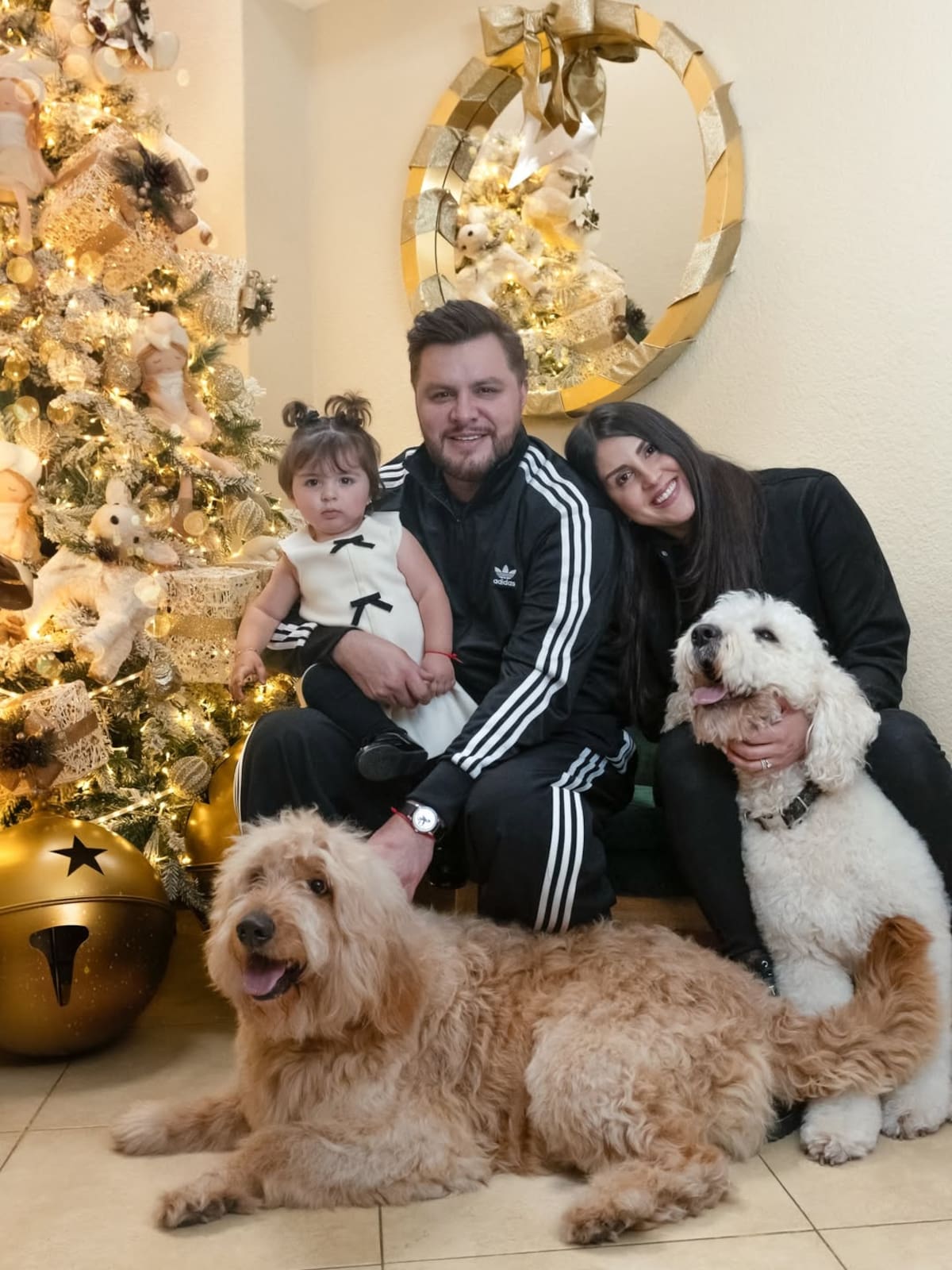 Paul Stanley en compañía de su esposa, hija y perritos.