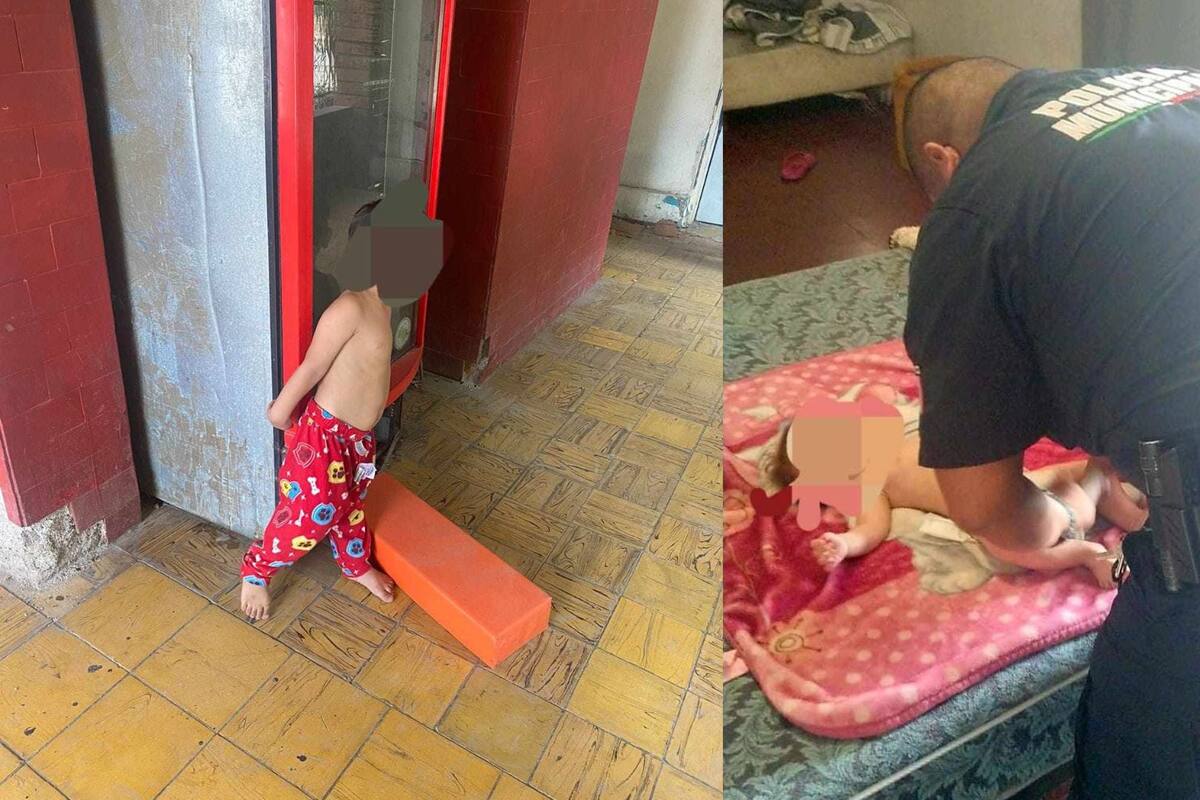Policías rescatan a niños que estaban solos en una vivienda