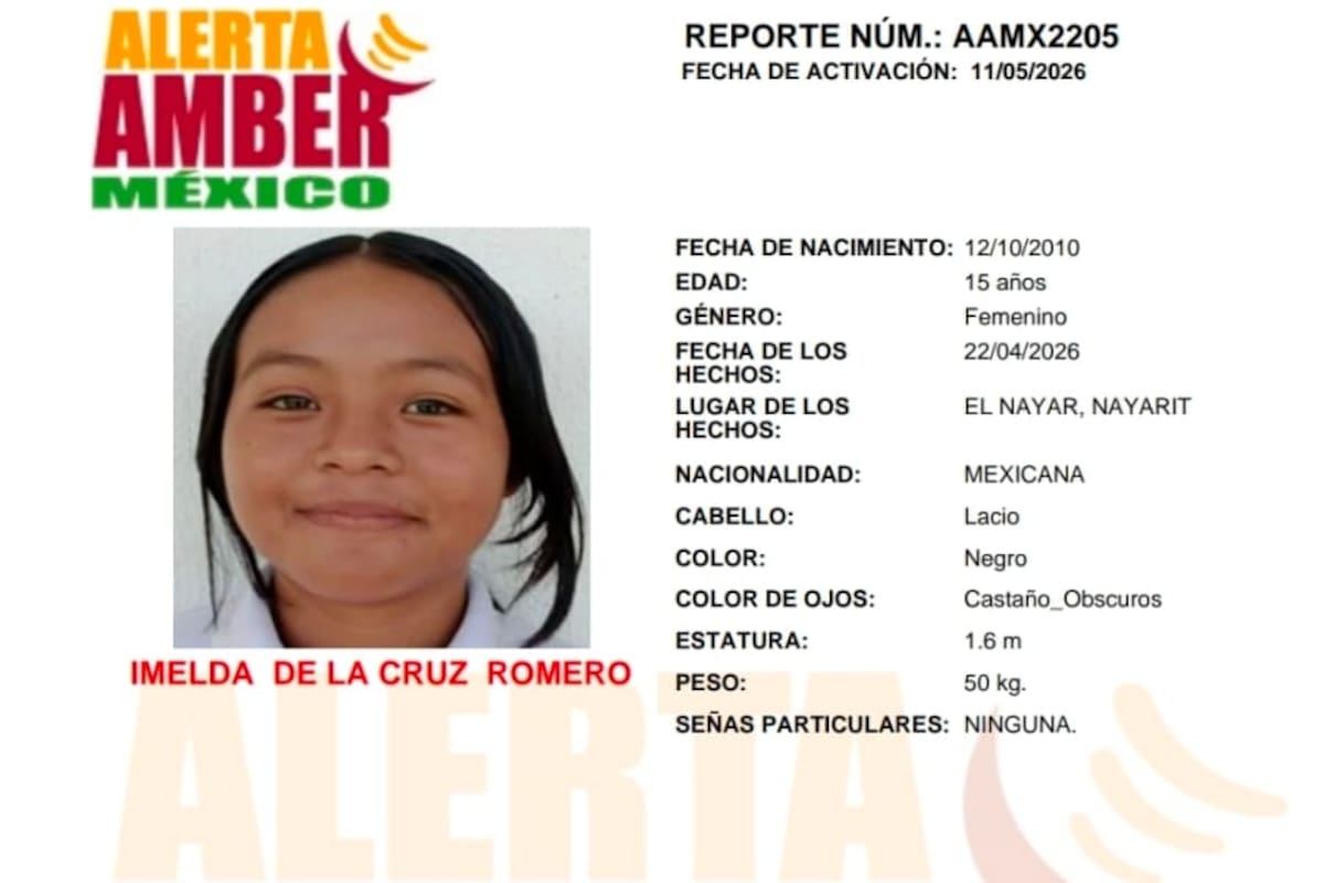 Activan Alerta Amber por Imelda de Cruz Romero de 15 años