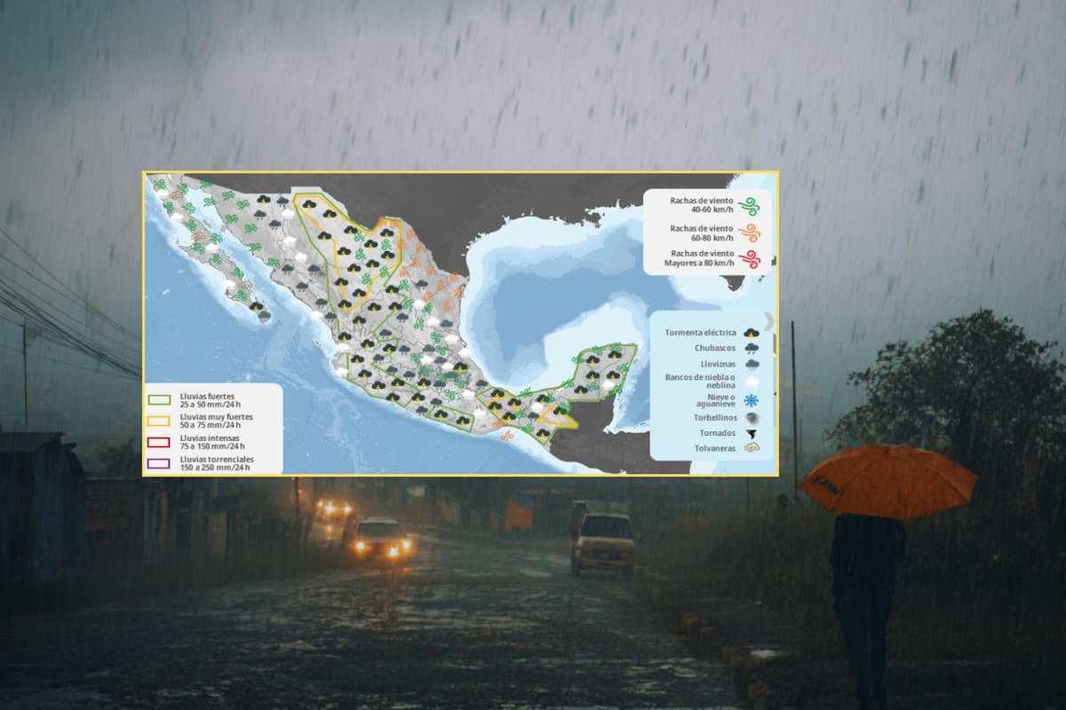 SMN: Lluvias peligrosas y vientos de hasta 60 km/h se registrarán en estos estados