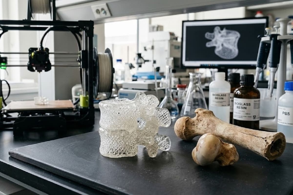Crearon un “vidrio” que puede imprimirse en 3D y usarse para que el cuerpo forme nuevo hueso: el material fue probado en cráneos de conejos