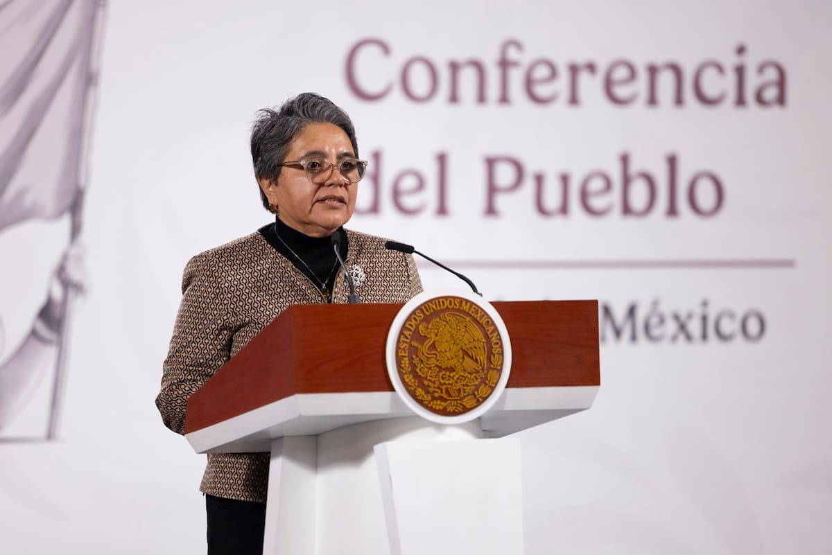 Conferencia de prensa matutina, “Conferencia del Pueblo”, en el Salón Tesorería de Palacio Nacional. Raquel Buenrostro Sánchez, secretaria Anticorrupción y de Buen Gobierno. | Foto: Presidencia