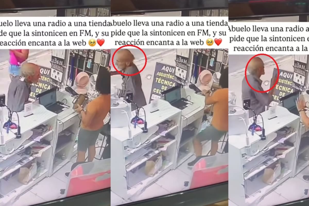Abuelito va a tienda de celulares por su radio y termina bailando de felicidad al ver que funciona