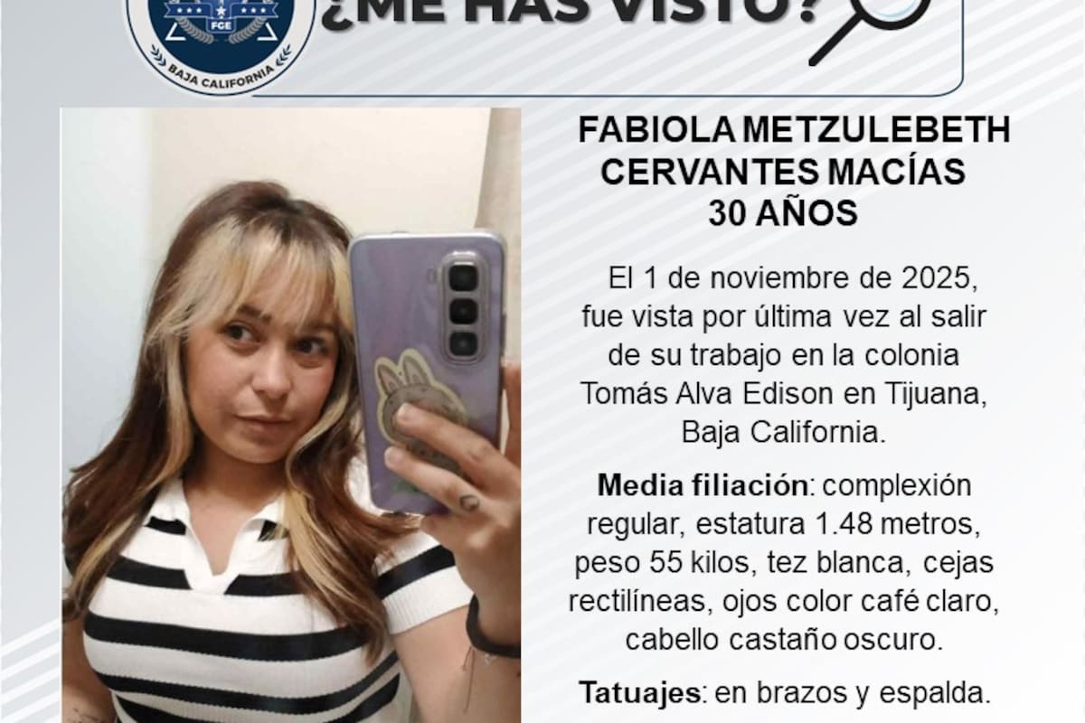 Se busca a Fabiola Metzulebeth Cervantes Macías de 30 años