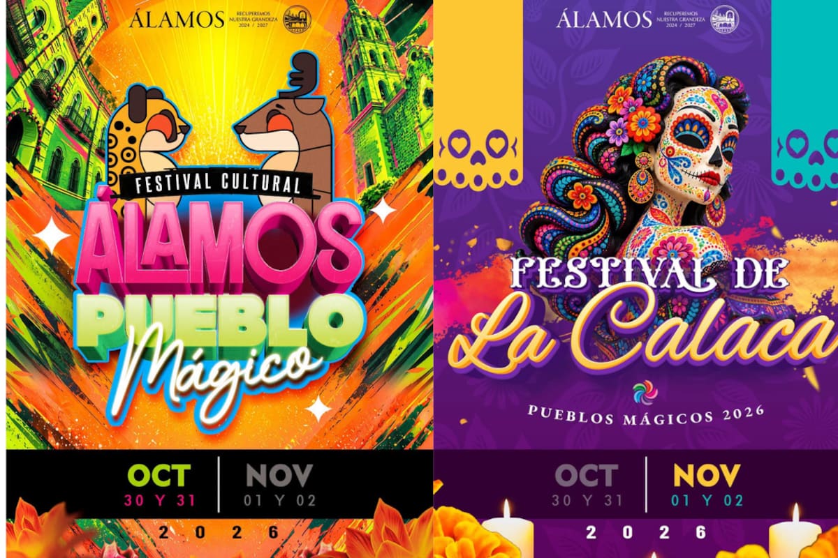 Álamos presenta cartelera del Festival Pueblo Mágico y Festival de La Calaca 2026 con conciertos, talleres y desfile de Catrinas