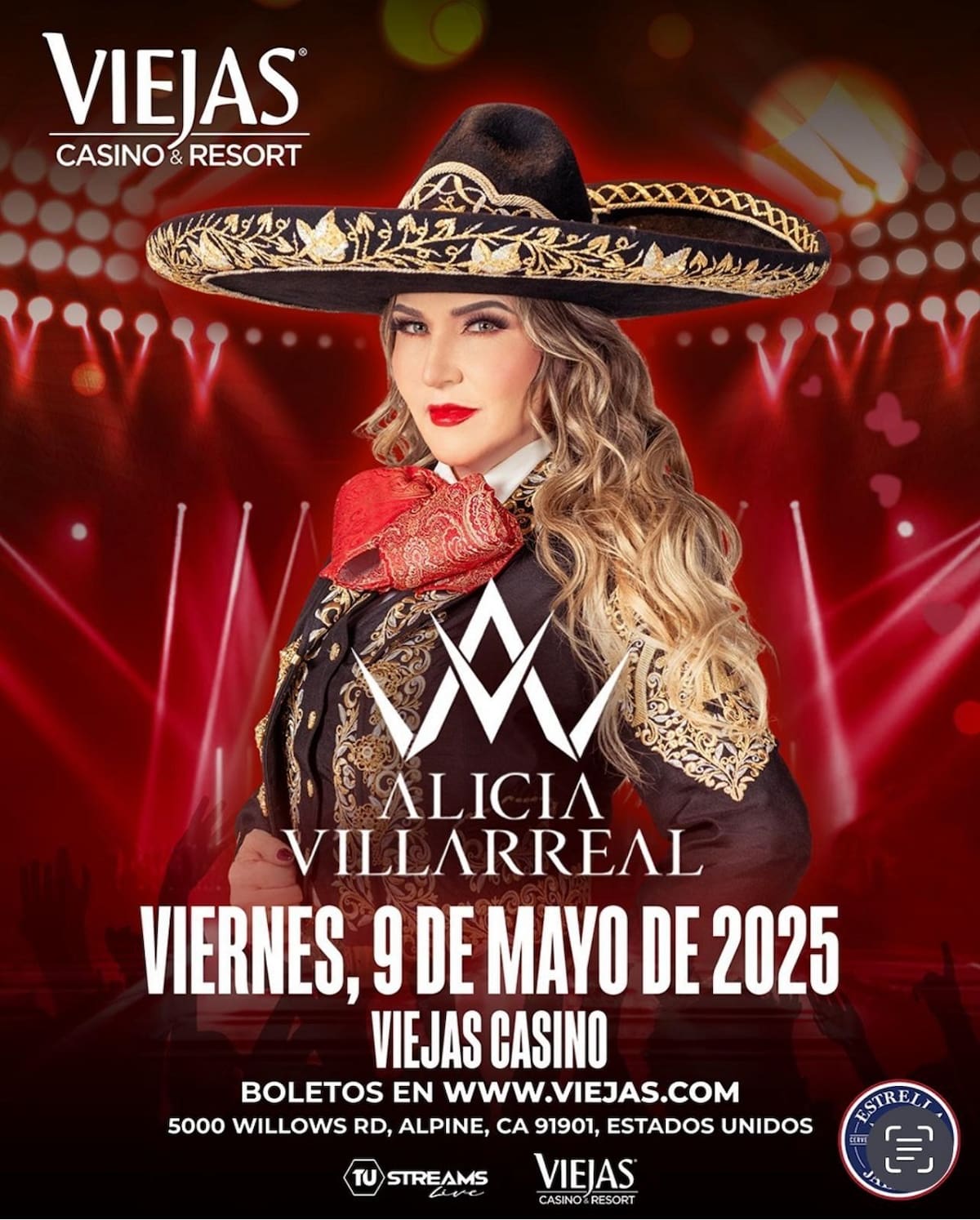 Alicia Villarreal en el Viejas Casino.