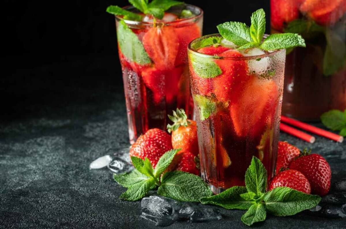 Manzanilla con fresa y menta