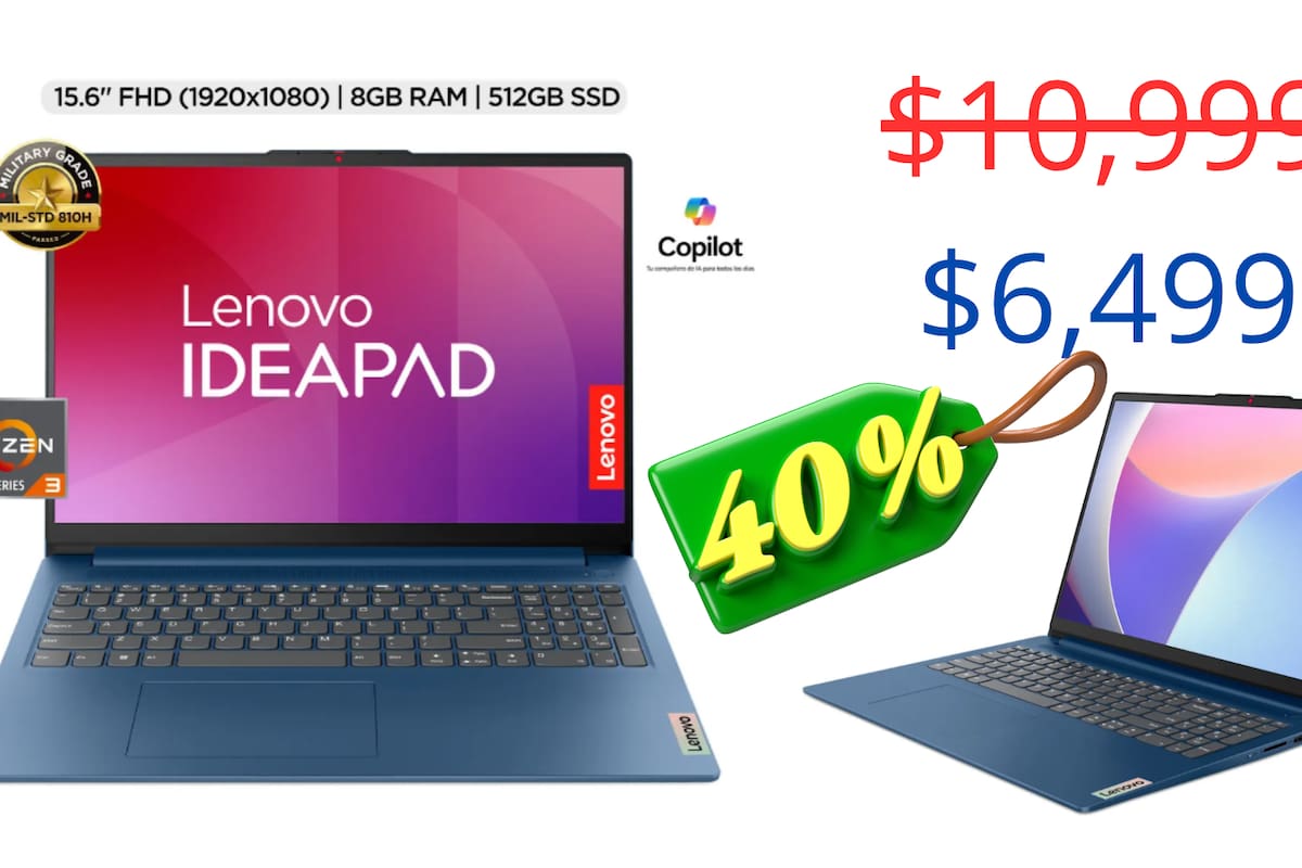 Laptop Lenovo con gran descuento en Mercado Libre: potencia y diseño por menos de $6,500