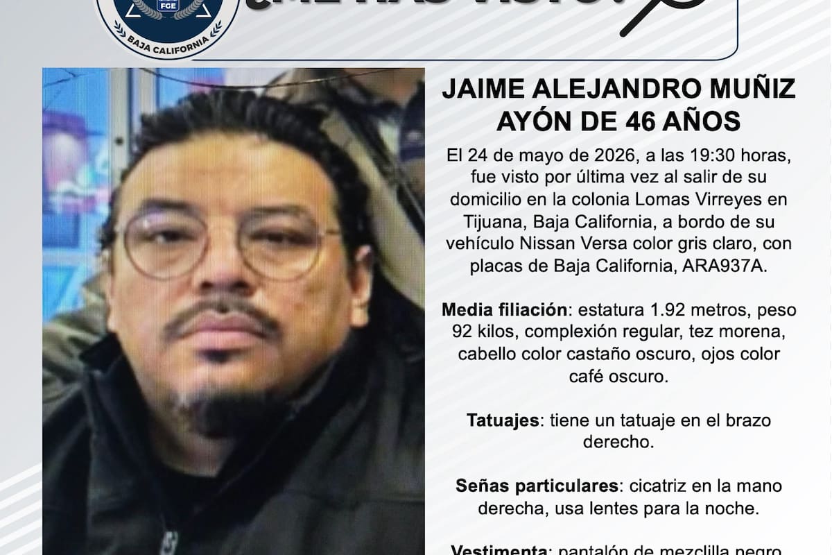 Se busca a Jaime Alejandro Muñiz Ayón, de 46 años de edad
