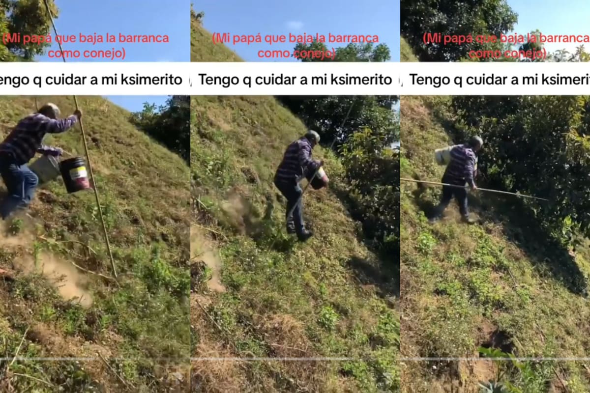 Señor llama la atención en redes sociales por bajar los barrancos dando grandes saltos