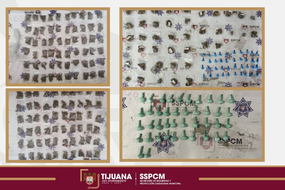 Aseguran marihuana y cristal tras detención de cuatro personas en Tijuana