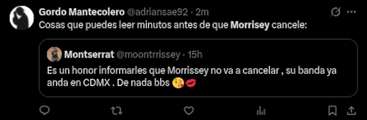 Memes del concierto de Morrisey en el Palacio de los Deportes 2025 | Cuenta de X: @adriansae