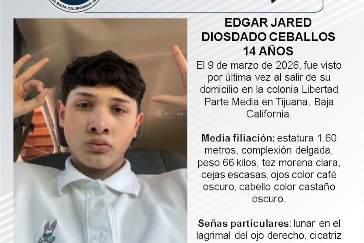 Se busca Edgar Jared Diosdado Ceballos de 14 años