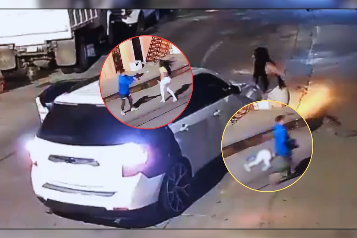 IMÁGENES FUERTES: Feminicidio queda captado en VIDEO; Carla intentó correr a su ex de su casa golpeando su carro con un palo, pero el hombre sacó una metralleta y le disparó en la cabeza frente a su familia