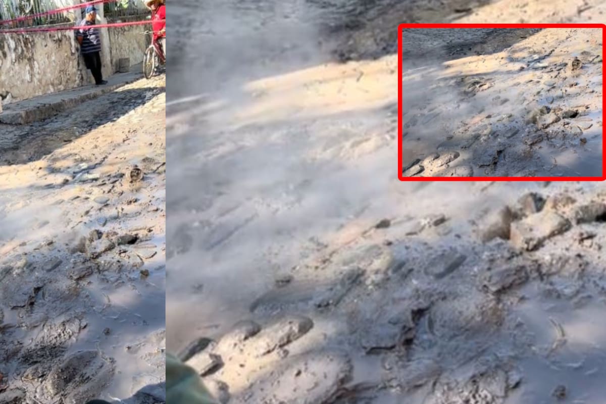 ¿Nace volcán en plena calle en Jalisco? Brotan aguas calientes en vialidad de San Marcos