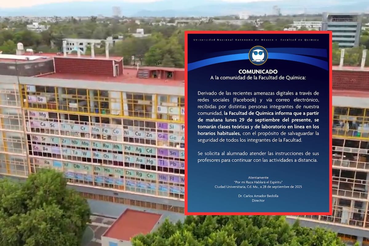 UNAM suspende clases presenciales en Facultad de Química por amenazas en redes sociales; autoridades activan protocolos de seguridad