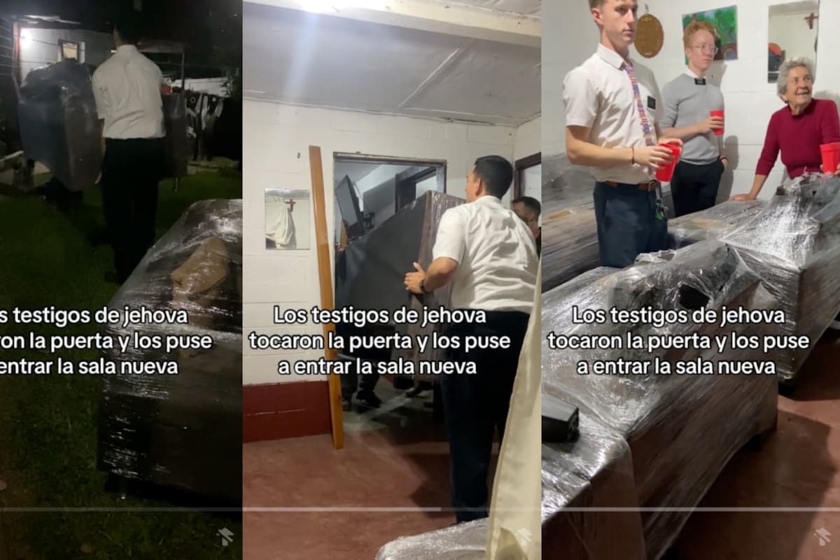 Familia aprovecha la visita de mormones para que les ayuden a meter su nueva sala (VIRAL)