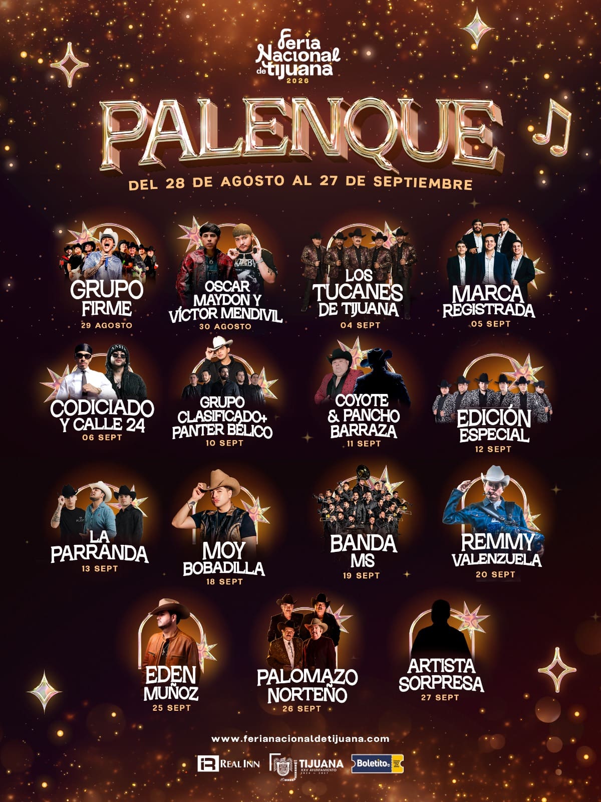 Se dio a conocer la cartelera de artistas para el palenque de la Feria Nacional de Tijuana. Foto: Cortesía