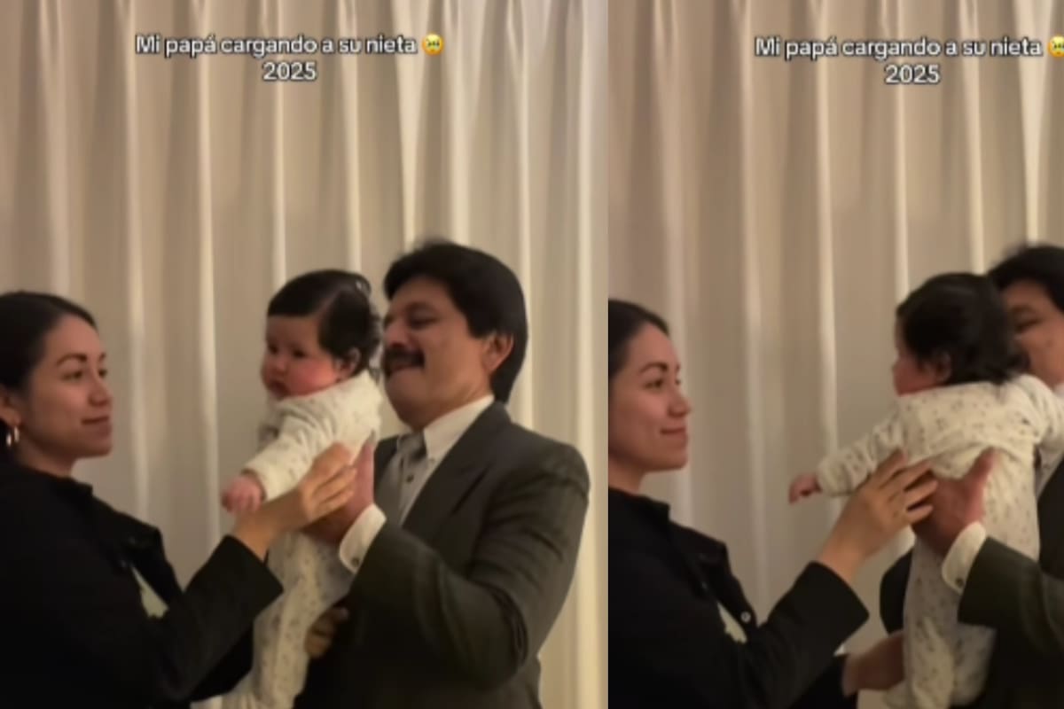 “¿A qué edad tuviste a tu papá?”: compara a su padre cargando a su hija y luego a ella de bebé y se vuelve viral