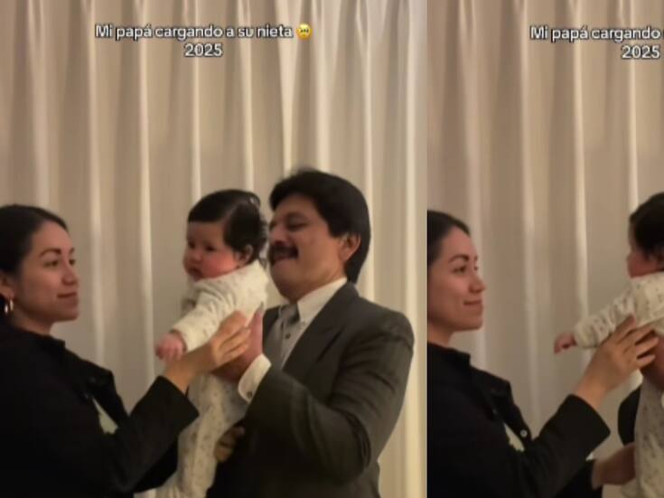 “¿A qué edad tuviste a tu papá?”: compara a su padre cargando a su hija y luego a ella de bebé y se vuelve viral