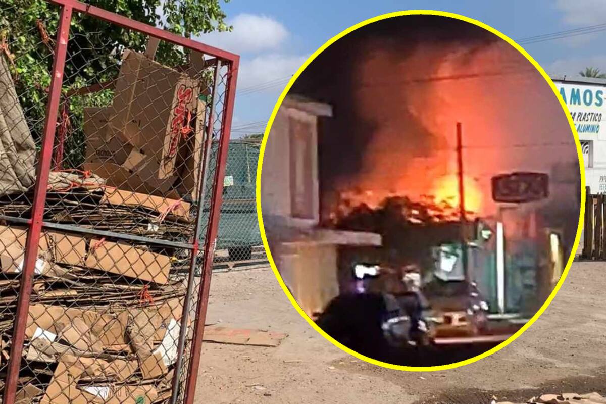 Se incendió una tonelada de cartón en recicladora de Cajeme